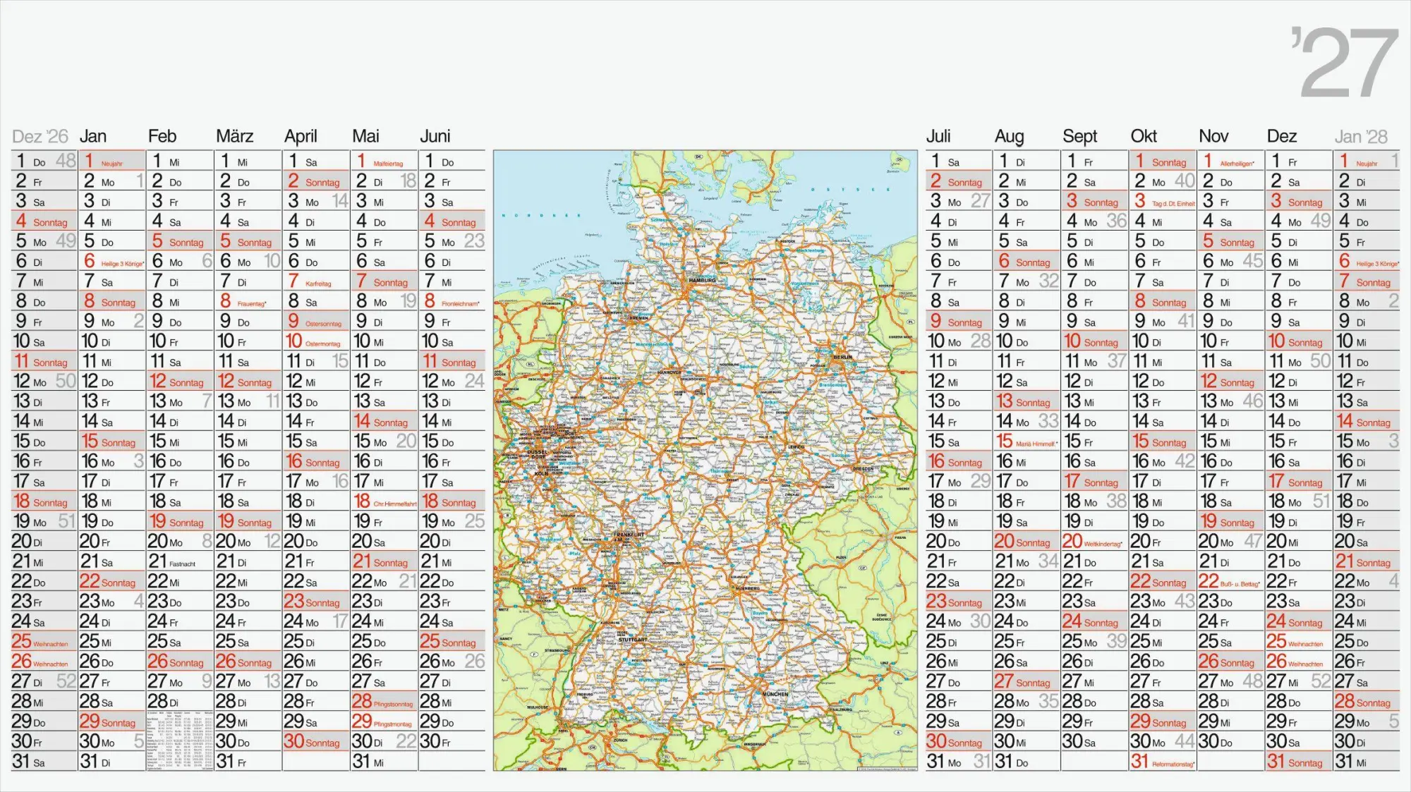 Cover: 4003273792968 | rido/idé 7033680007 Plakatkalender 2027 1140×640 mm | Taschenbuch