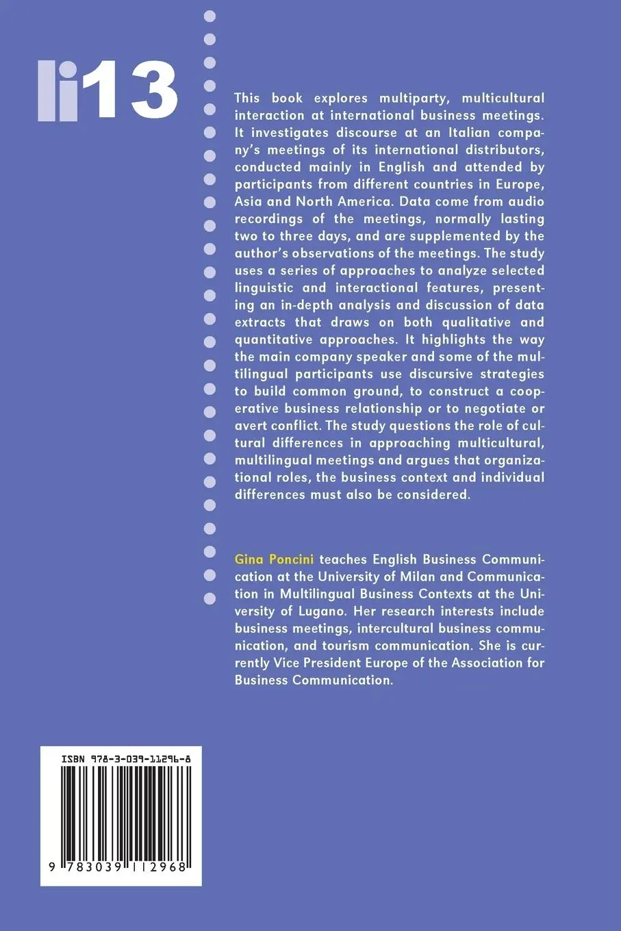 Rückseite: 9783039112968 | Discursive Strategies in Multicultural Business Meetings- | Poncini