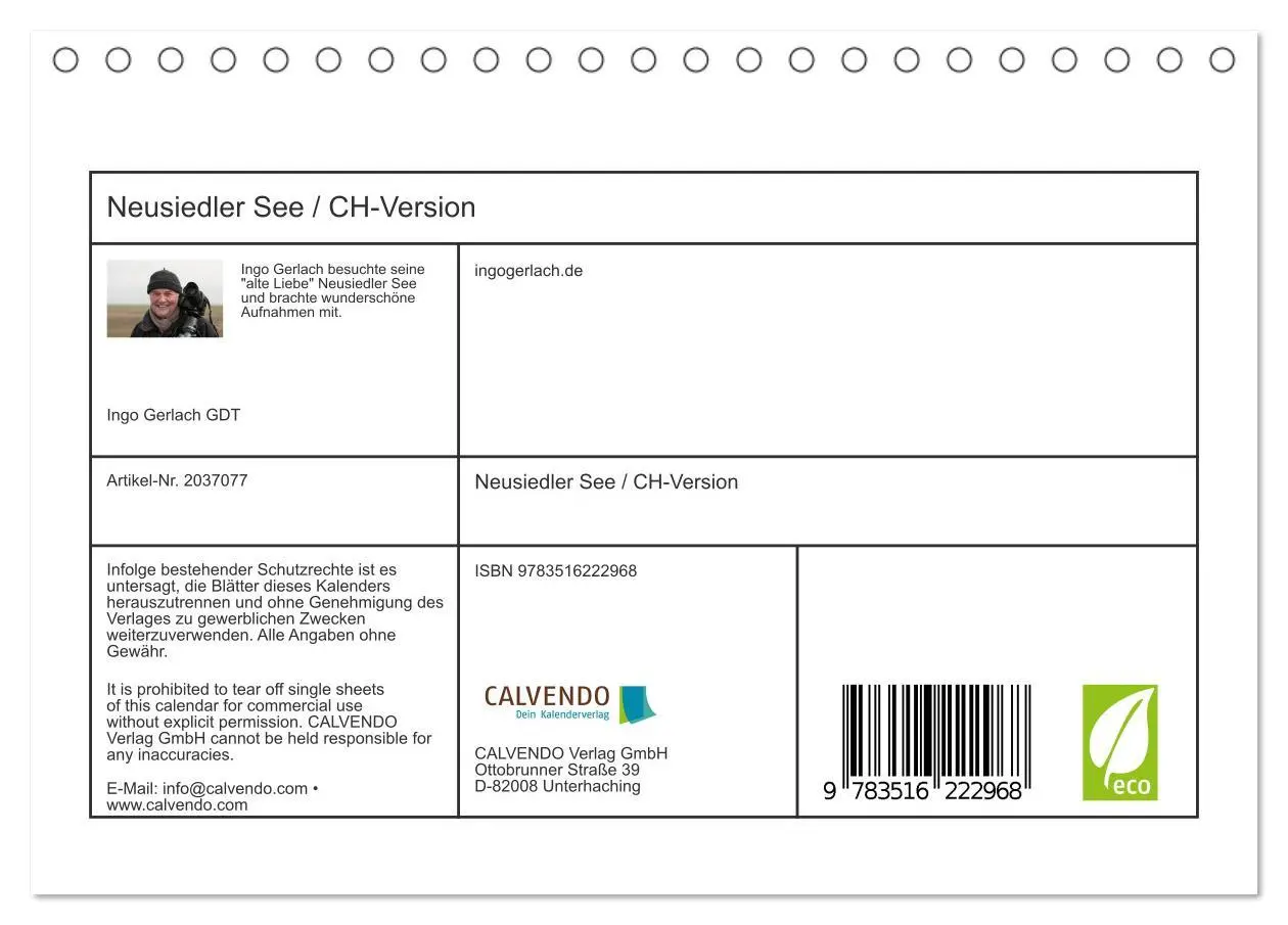 Bild: 9783516222968 | Neusiedler See / CH-Version (Tischkalender 2026 DIN A5 quer),...