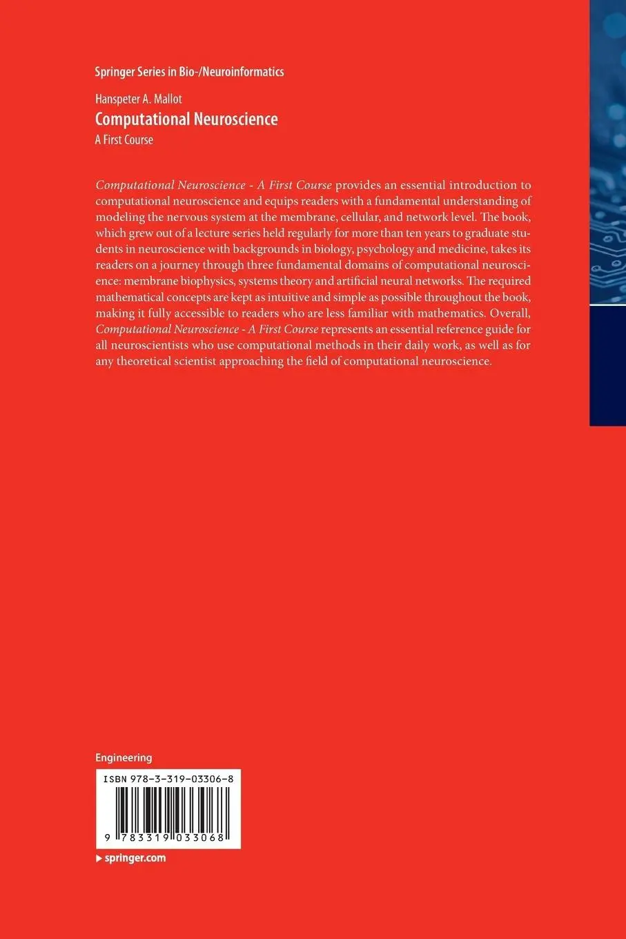 Rückseite: 9783319033068 | Computational Neuroscience | A First Course | Hanspeter A Mallot | xi