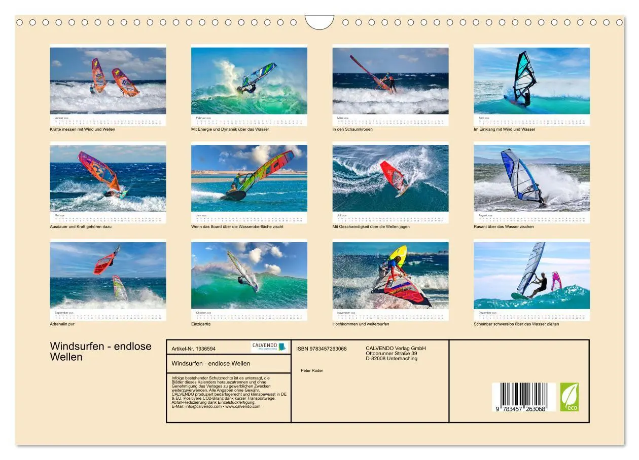 Bild: 9783457263068 | Windsurfen - endlose Wellen (Wandkalender 2026 DIN A3 quer),...