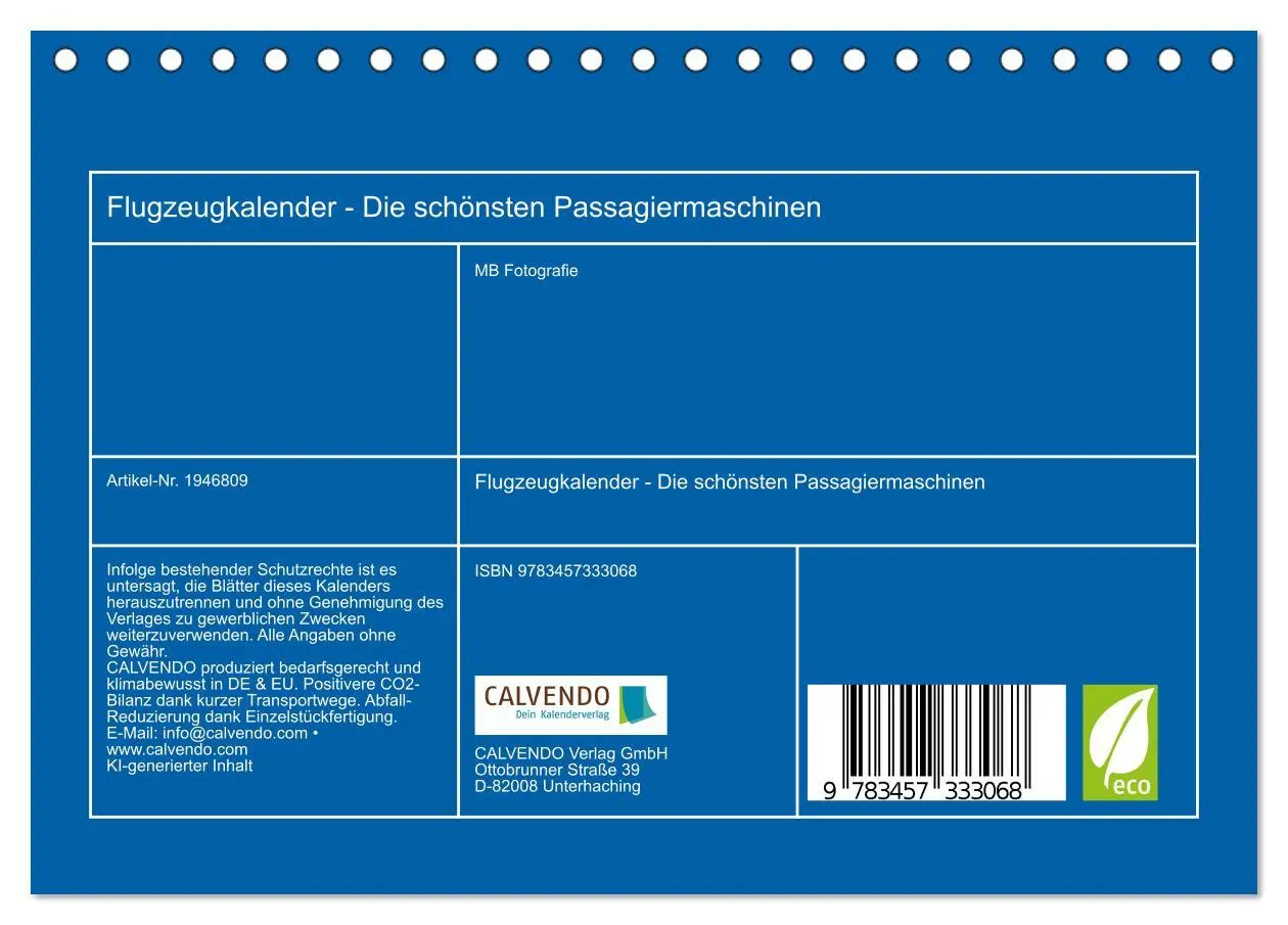 Bild: 9783457333068 | Flugzeugkalender - Die schönsten Passagiermaschinen (Tischkalender...
