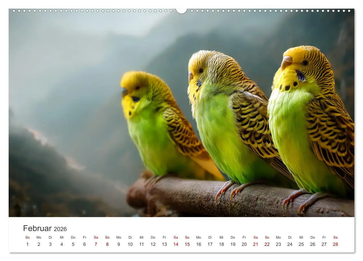 Bild: 9783516593068 | Zwitscherzeit - Ein Kalender voller Wellensittiche (Wandkalender...