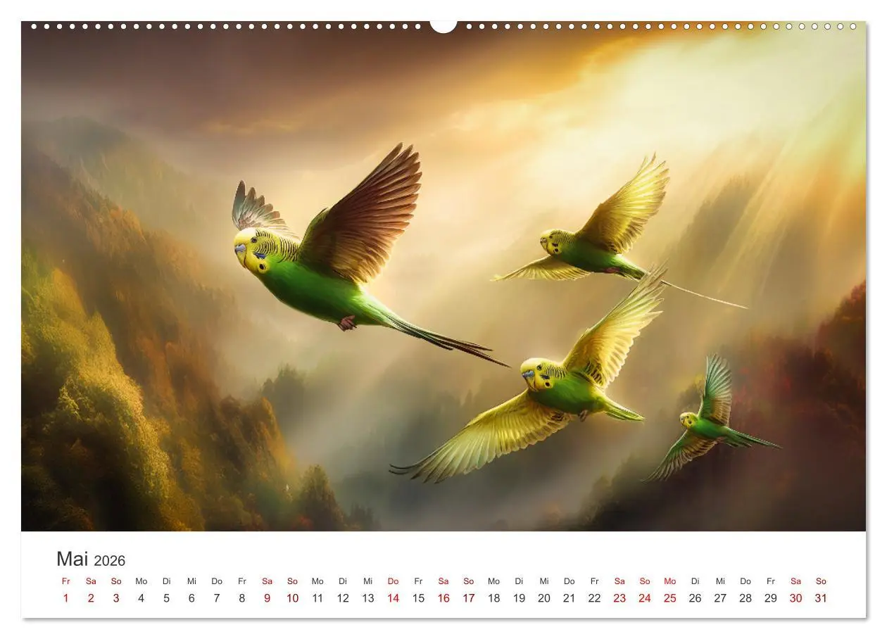 Bild: 9783516593068 | Zwitscherzeit - Ein Kalender voller Wellensittiche (Wandkalender...