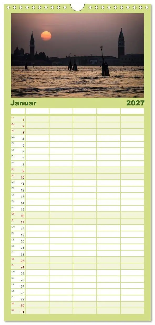 Bild: 9783594333068 | Familienplaner 2027 - Venedig mit 5 Spalten (Wandkalender, 21 x 45...