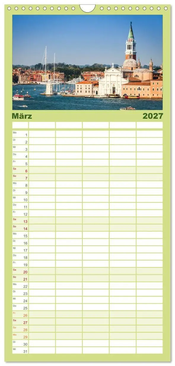 Bild: 9783594333068 | Familienplaner 2027 - Venedig mit 5 Spalten (Wandkalender, 21 x 45...