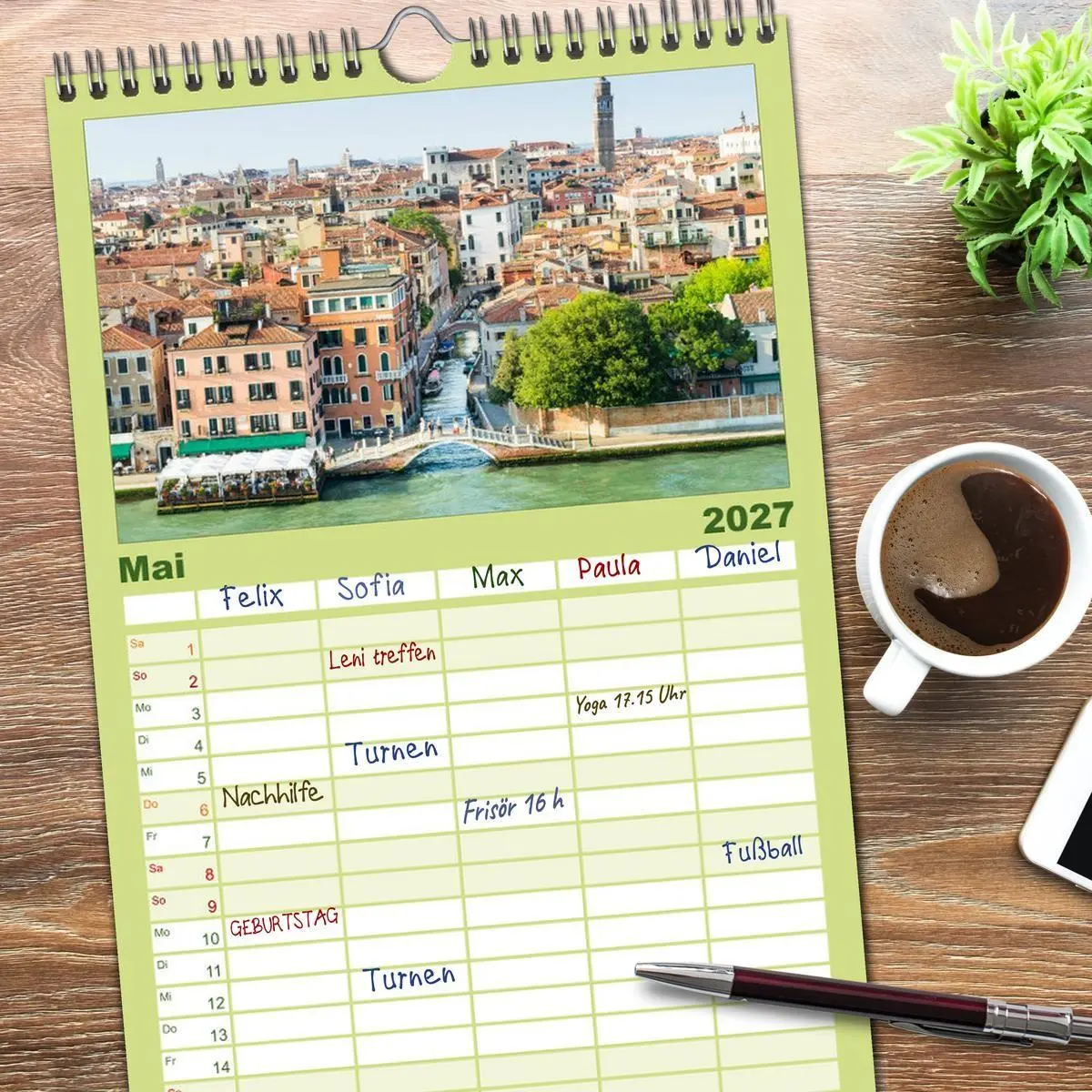 Bild: 9783594333068 | Familienplaner 2027 - Venedig mit 5 Spalten (Wandkalender, 21 x 45...