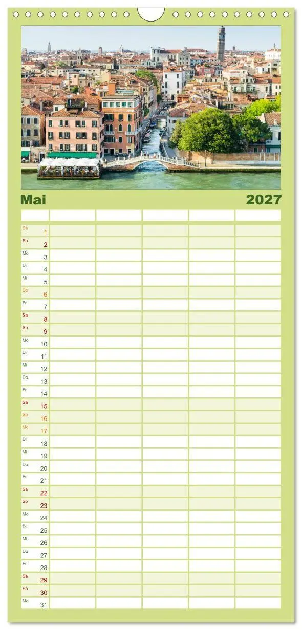 Bild: 9783594333068 | Familienplaner 2027 - Venedig mit 5 Spalten (Wandkalender, 21 x 45...