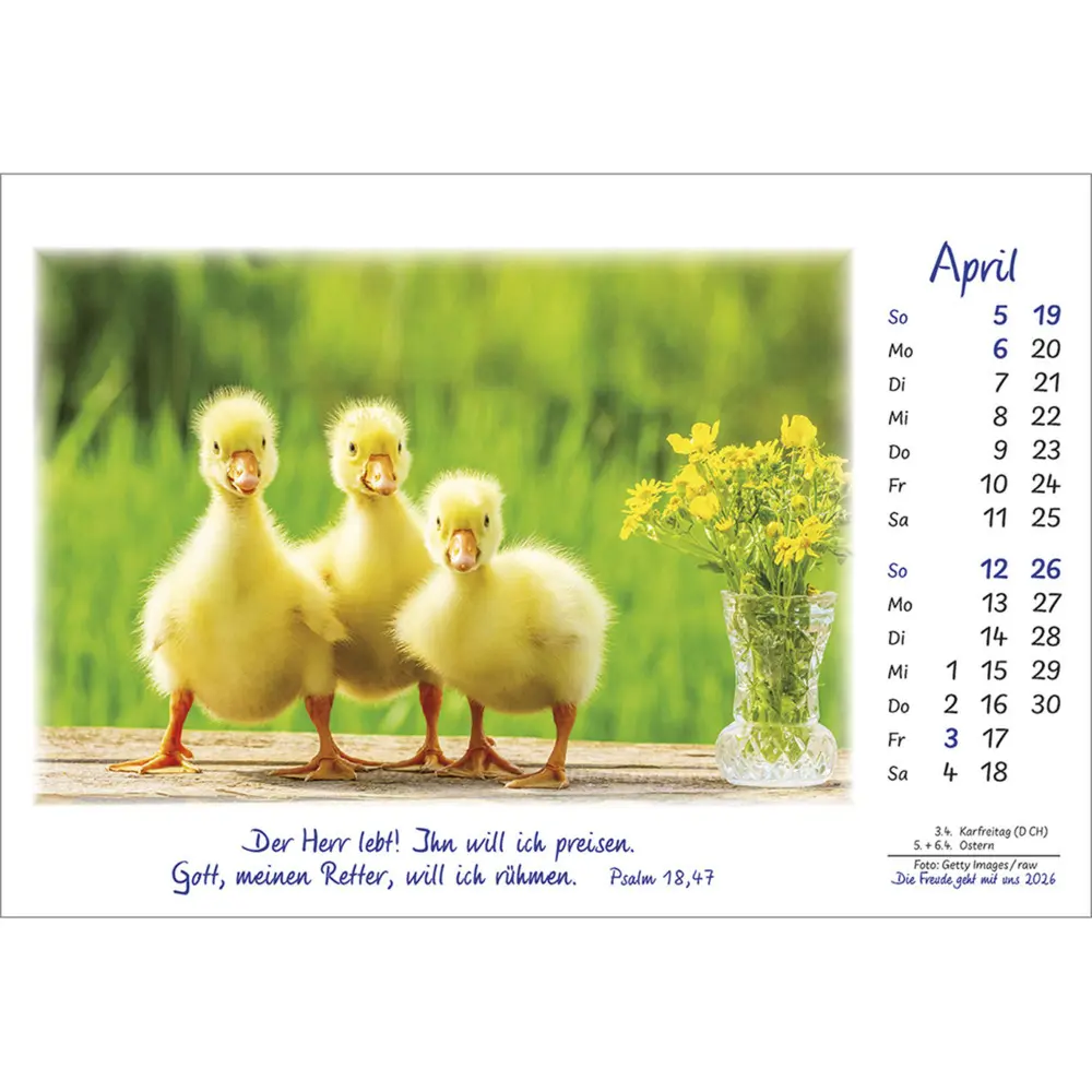 Bild: 9783754883068 | Die Freude geht mit uns 2026 | Kalender mit Farbfotos und Psalmworten