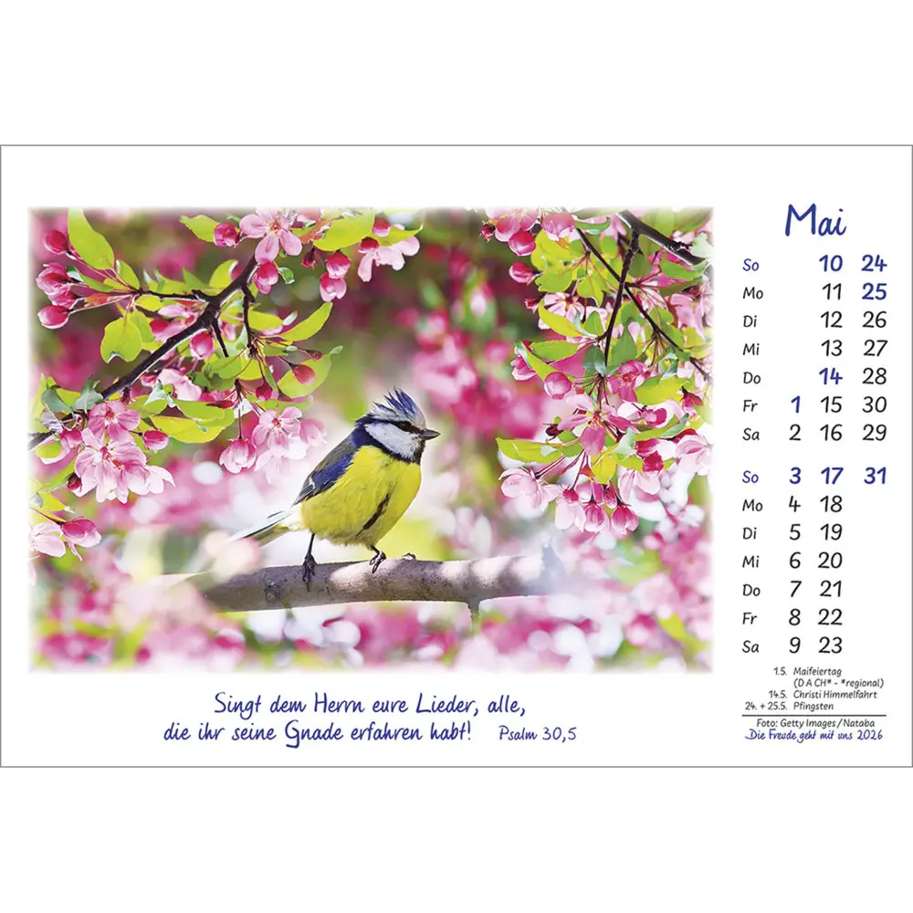 Bild: 9783754883068 | Die Freude geht mit uns 2026 | Kalender mit Farbfotos und Psalmworten