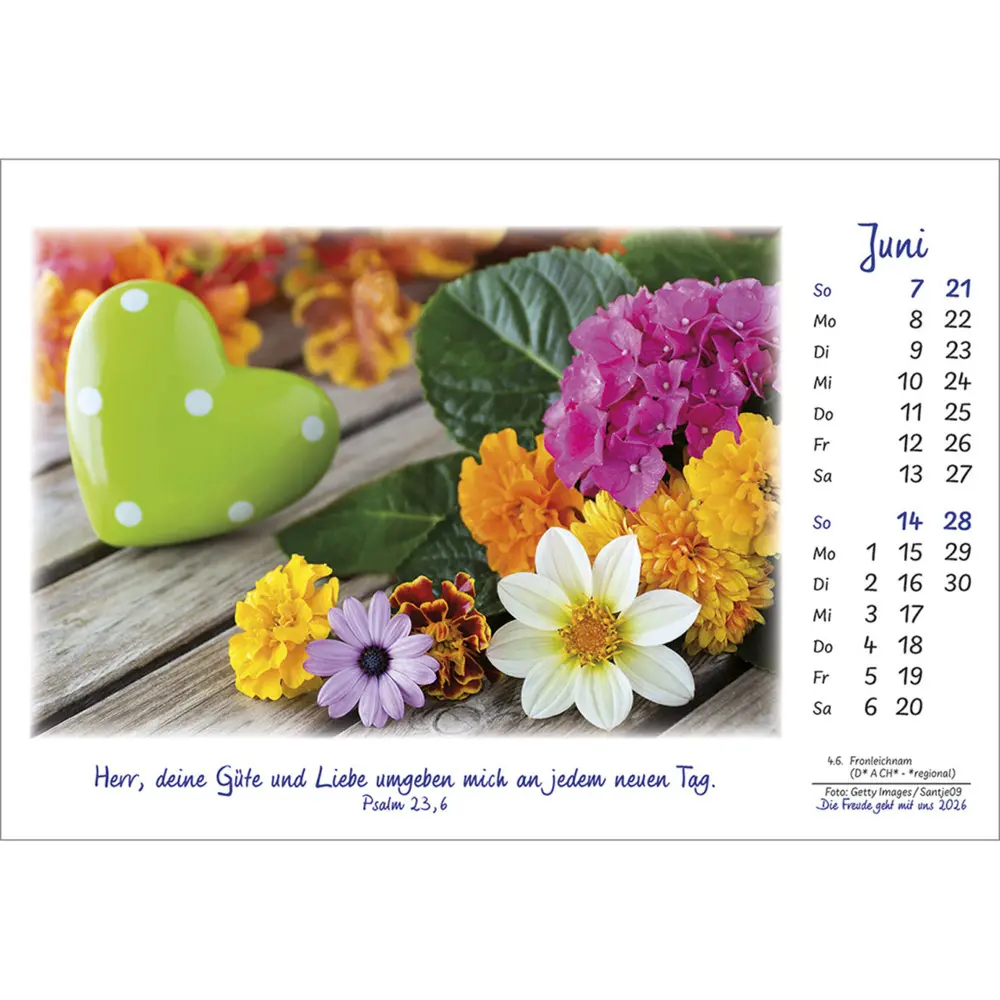 Bild: 9783754883068 | Die Freude geht mit uns 2026 | Kalender mit Farbfotos und Psalmworten