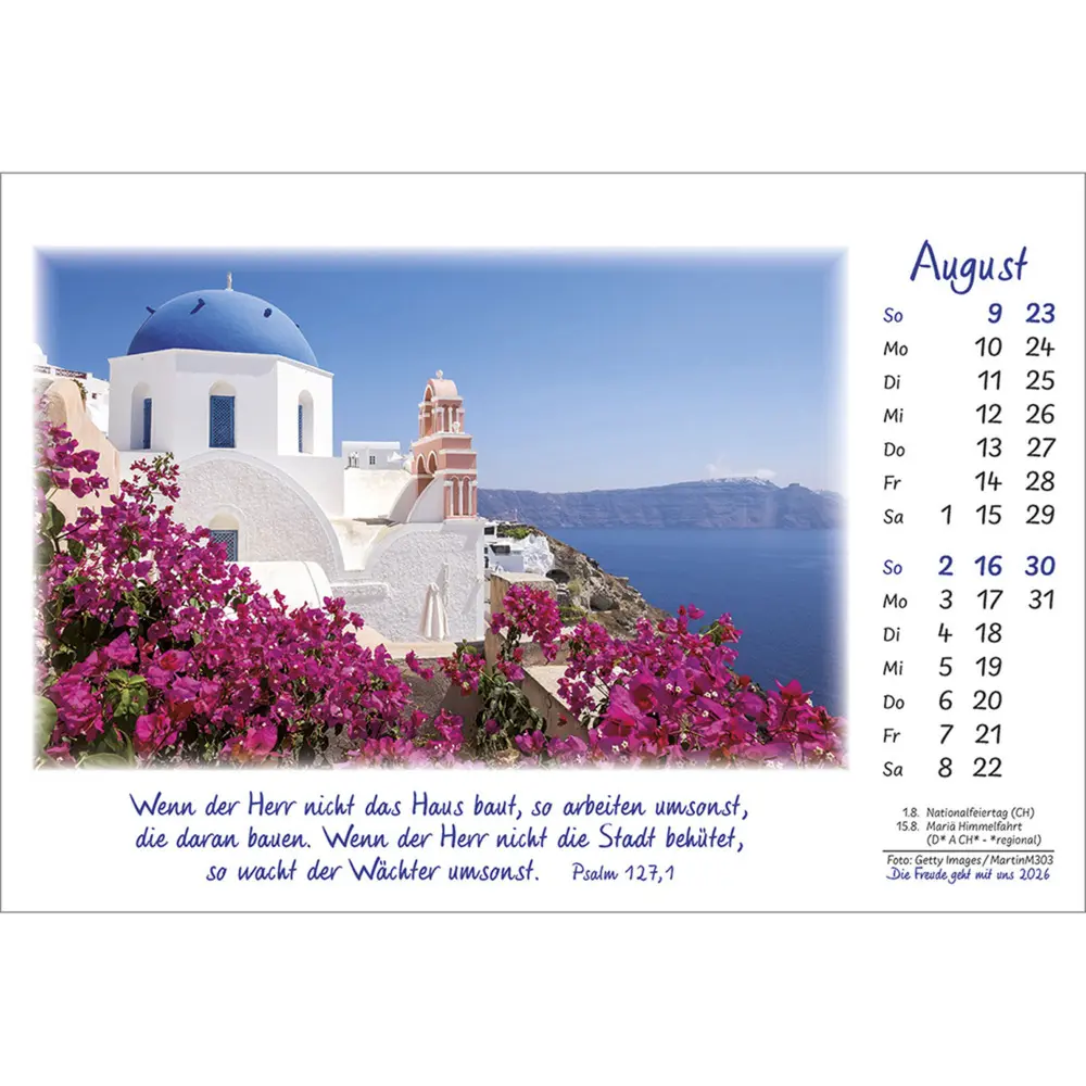 Bild: 9783754883068 | Die Freude geht mit uns 2026 | Kalender mit Farbfotos und Psalmworten