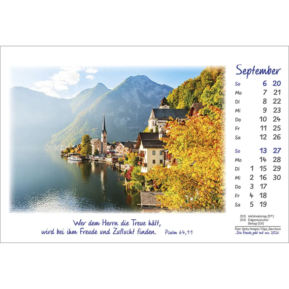 Bild: 9783754883068 | Die Freude geht mit uns 2026 | Kalender mit Farbfotos und Psalmworten