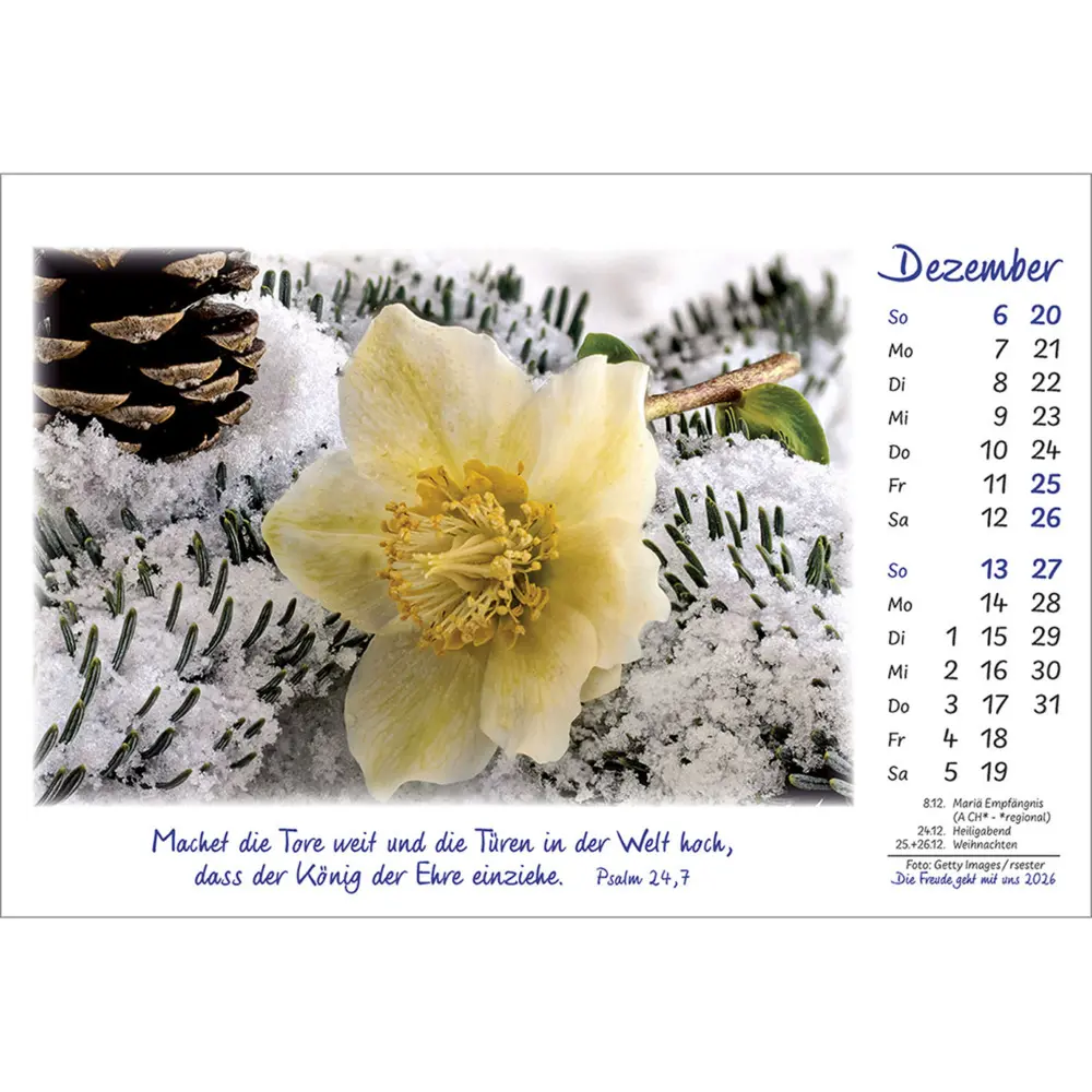 Bild: 9783754883068 | Die Freude geht mit uns 2026 | Kalender mit Farbfotos und Psalmworten