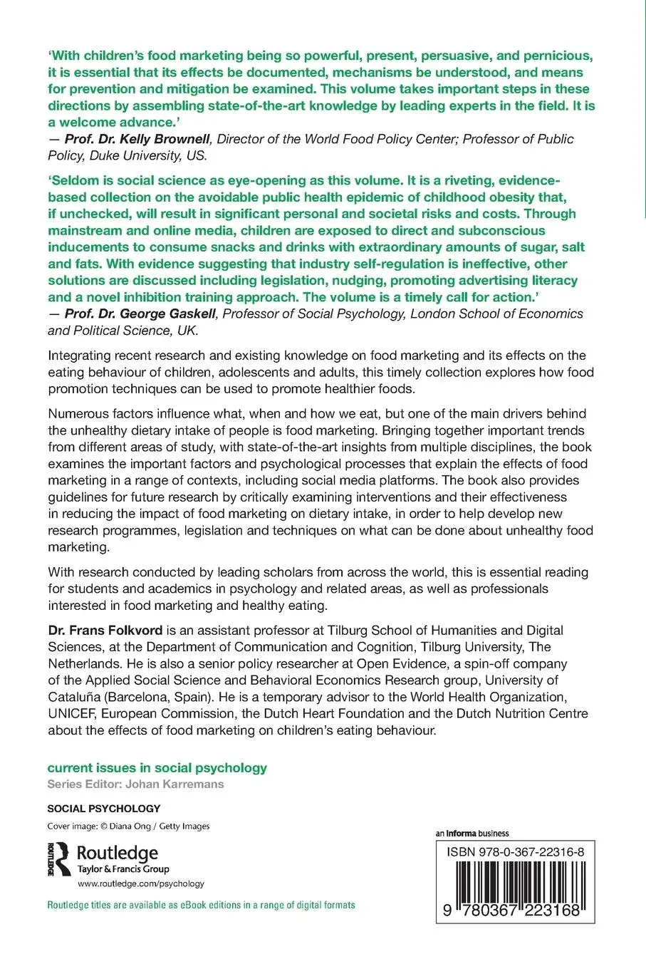 Rückseite: 9780367223168 | The Psychology of Food Marketing and Overeating | Frans Folkvord