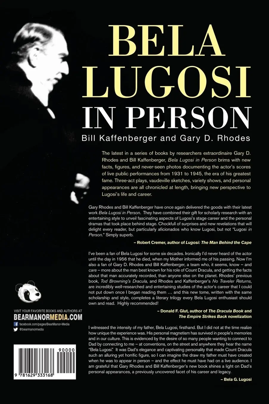 Rückseite: 9781629333168 | Bela Lugosi in Person (hardback) | Bill Kaffenberger (u. a.) | Buch