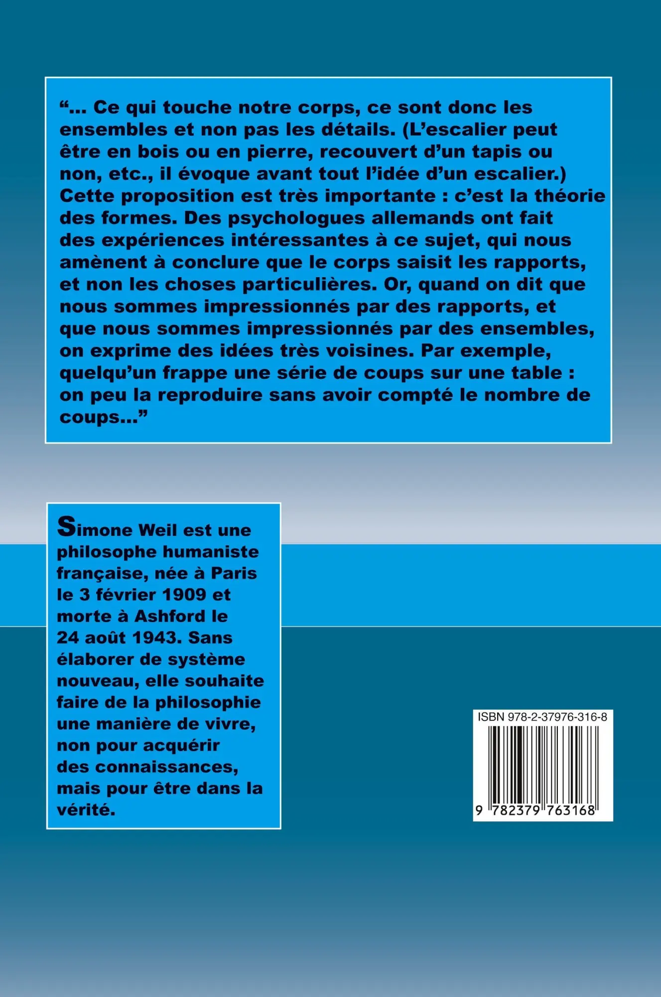 Rückseite: 9782379763168 | Leçons de philosophie | Simone Weil | Taschenbuch | Französisch | 2024