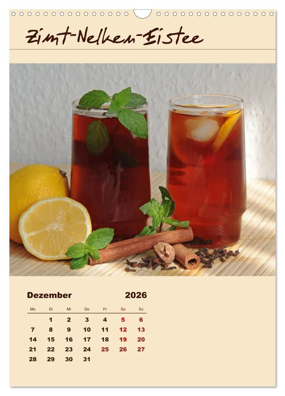 Bild: 9783516413168 | Erfrischender Eistee - Rezeptideen (Wandkalender 2026 DIN A3 hoch),...