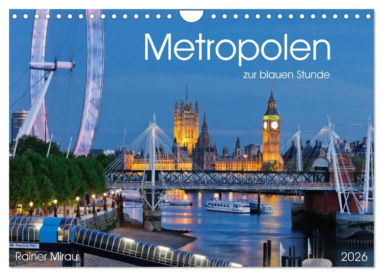 Cover: 9783516023268 | Metropolen zur blauen Stunde 2026 (Wandkalender 2026 DIN A4 quer),...