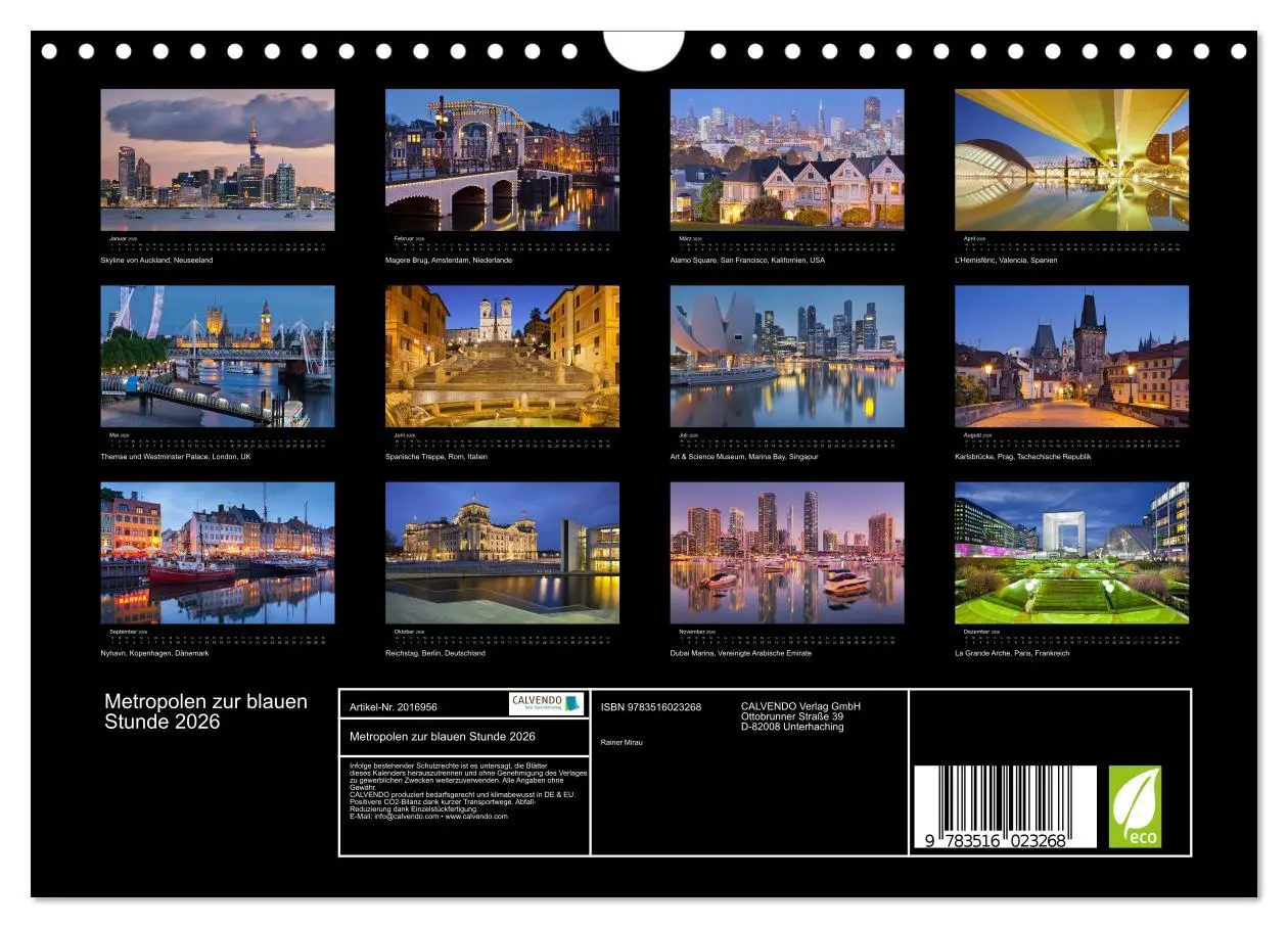 Bild: 9783516023268 | Metropolen zur blauen Stunde 2026 (Wandkalender 2026 DIN A4 quer),...