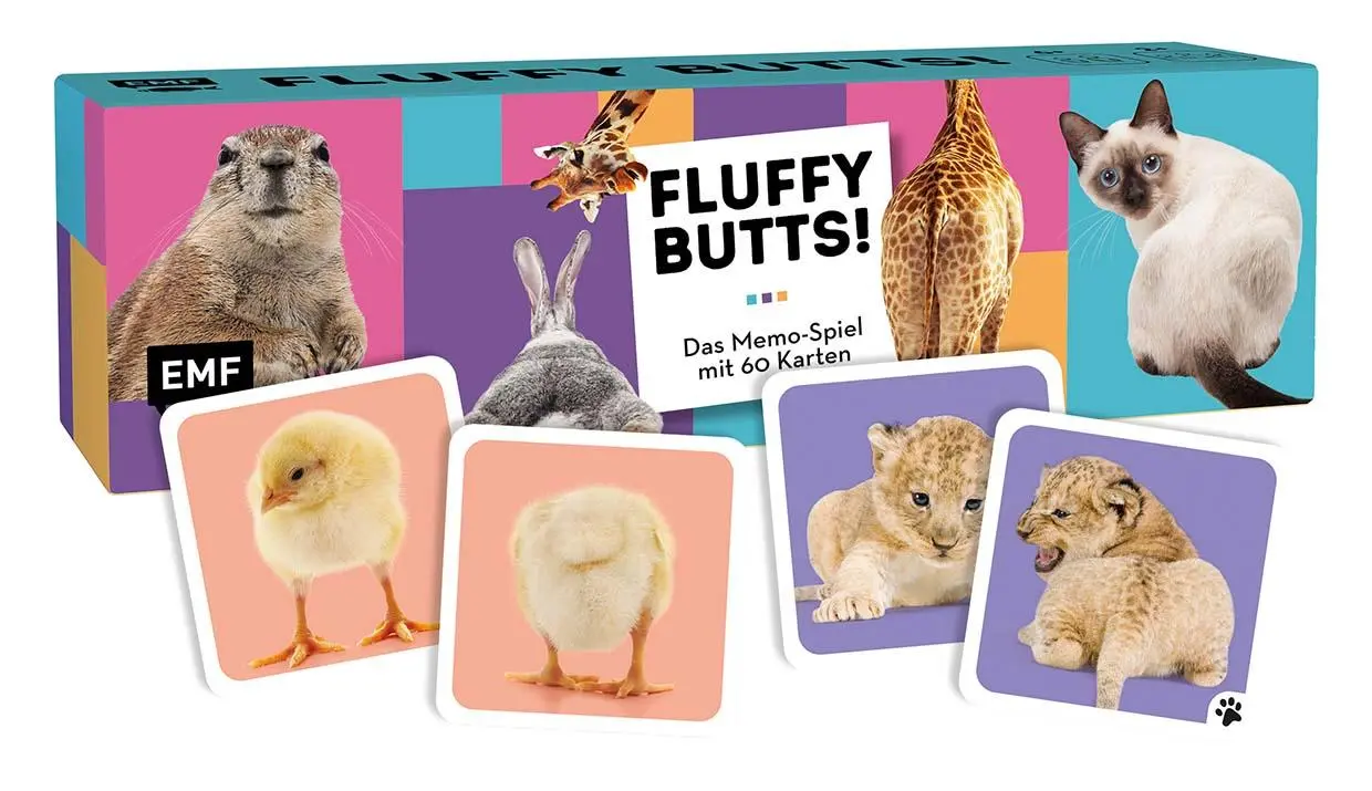 Cover: 4260478343368 | Memo-Spiel: Fluffy Butts - Finde den passenden Po zum Kopf! | Spiel