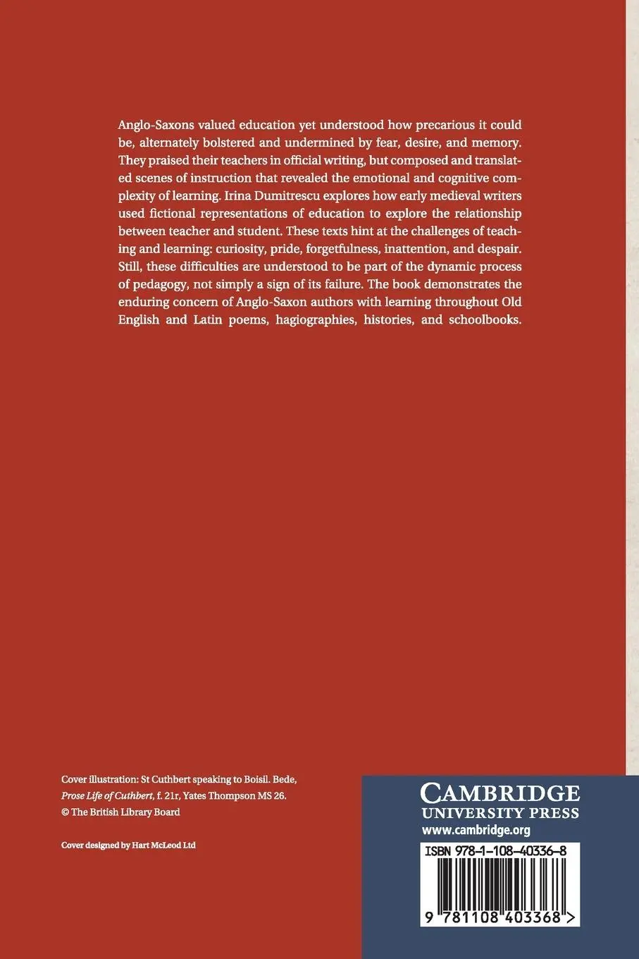 Rückseite: 9781108403368 | The Experience of Education in Anglo-Saxon Literature | Dumitrescu