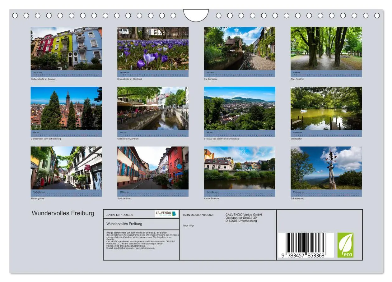 Bild: 9783457853368 | Wundervolles Freiburg (Wandkalender 2026 DIN A4 quer), CALVENDO...