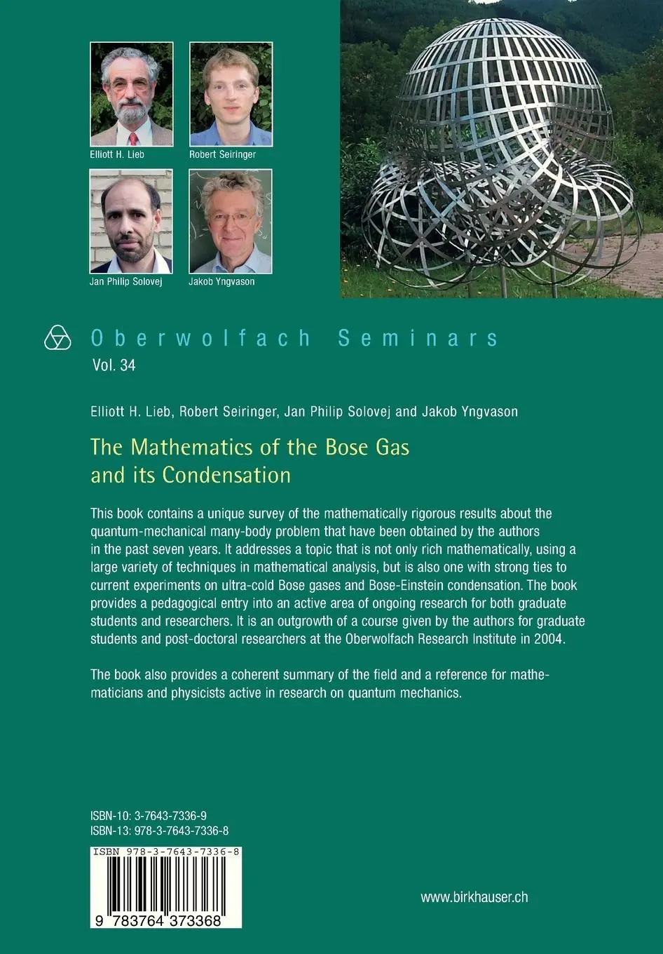 Rückseite: 9783764373368 | The Mathematics of the Bose Gas and its Condensation | Lieb (u. a.)