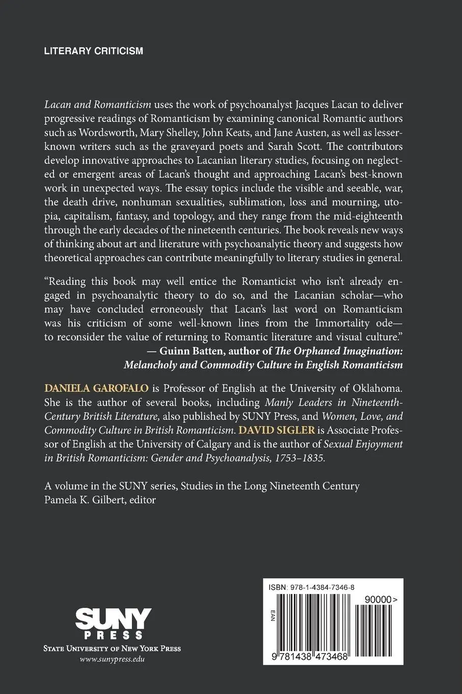 Rückseite: 9781438473468 | Lacan and Romanticism | Daniela Garofalo (u. a.) | Taschenbuch | 2020