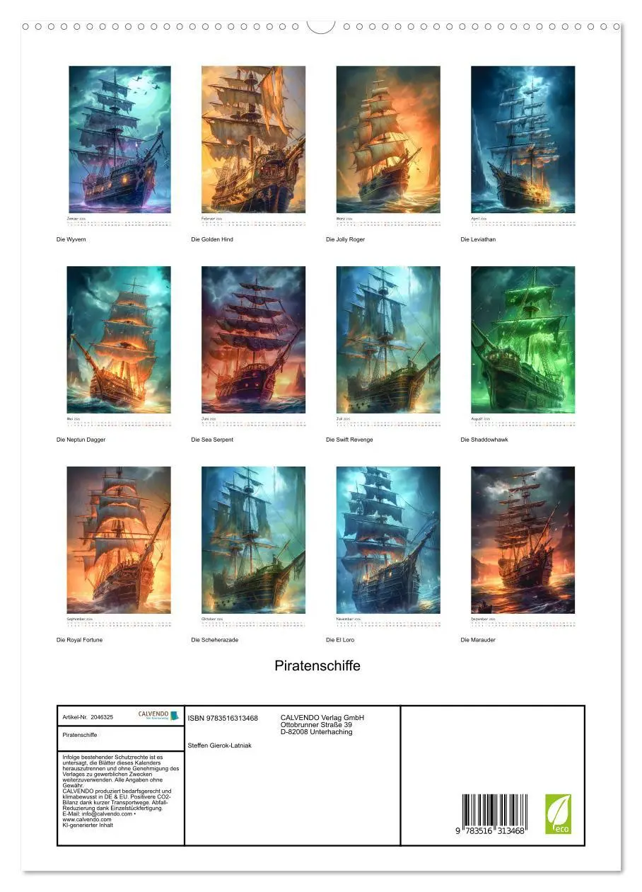 Bild: 9783516313468 | Piratenschiffe (hochwertiger Premium Wandkalender 2026 DIN A2...
