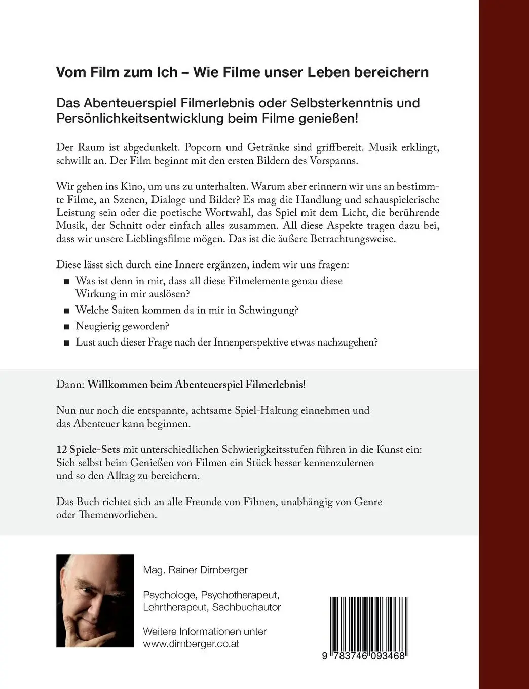 Rückseite: 9783746093468 | Vom Film zum Ich | Wie Filme unser Leben bereichern | Dirnberger