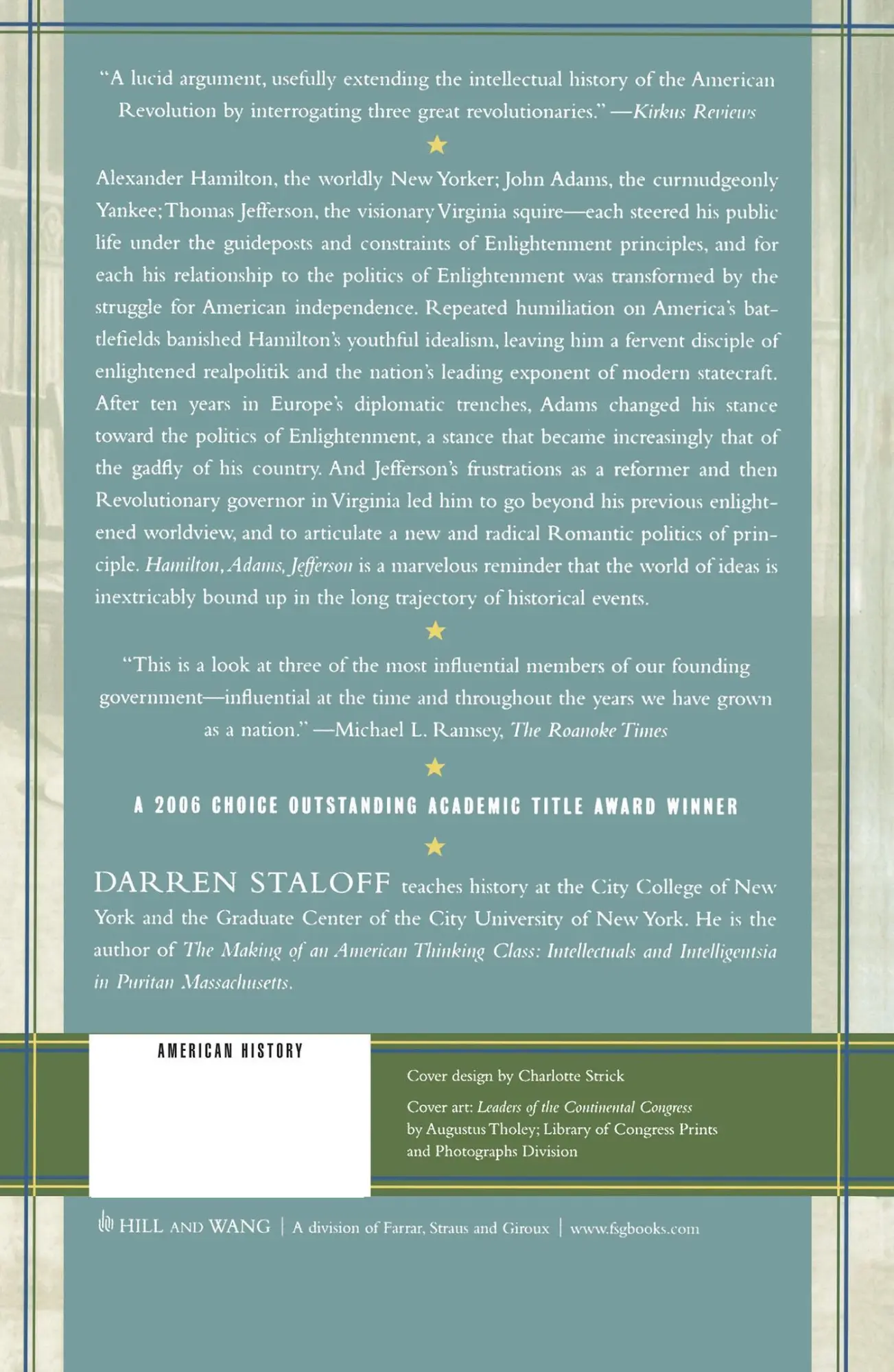 Rückseite: 9780809053568 | Hamilton, Adams, Jefferson | Darren Staloff | Taschenbuch | Englisch