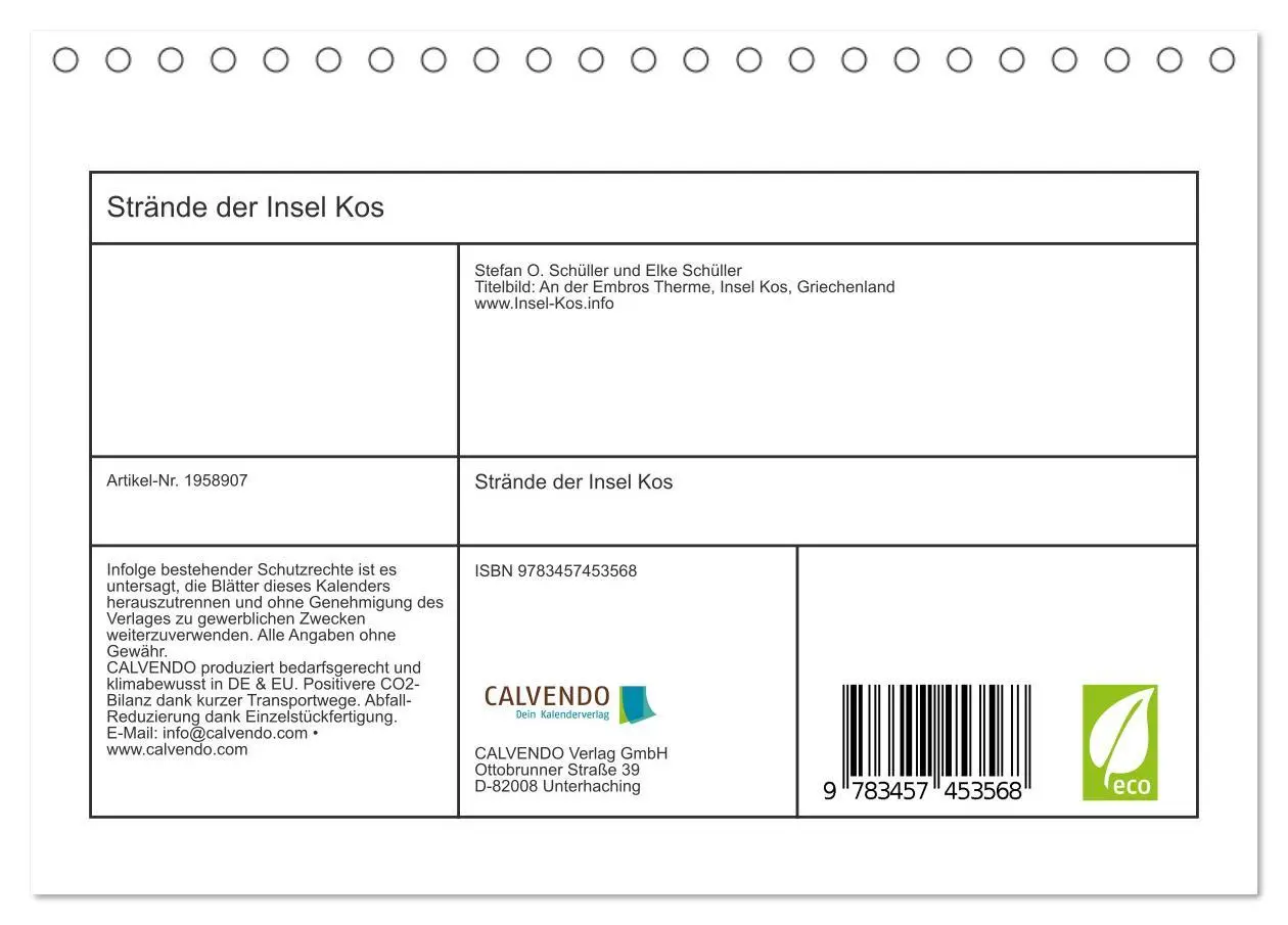 Bild: 9783457453568 | Strände der Insel Kos (Tischkalender 2026 DIN A5 quer), CALVENDO...