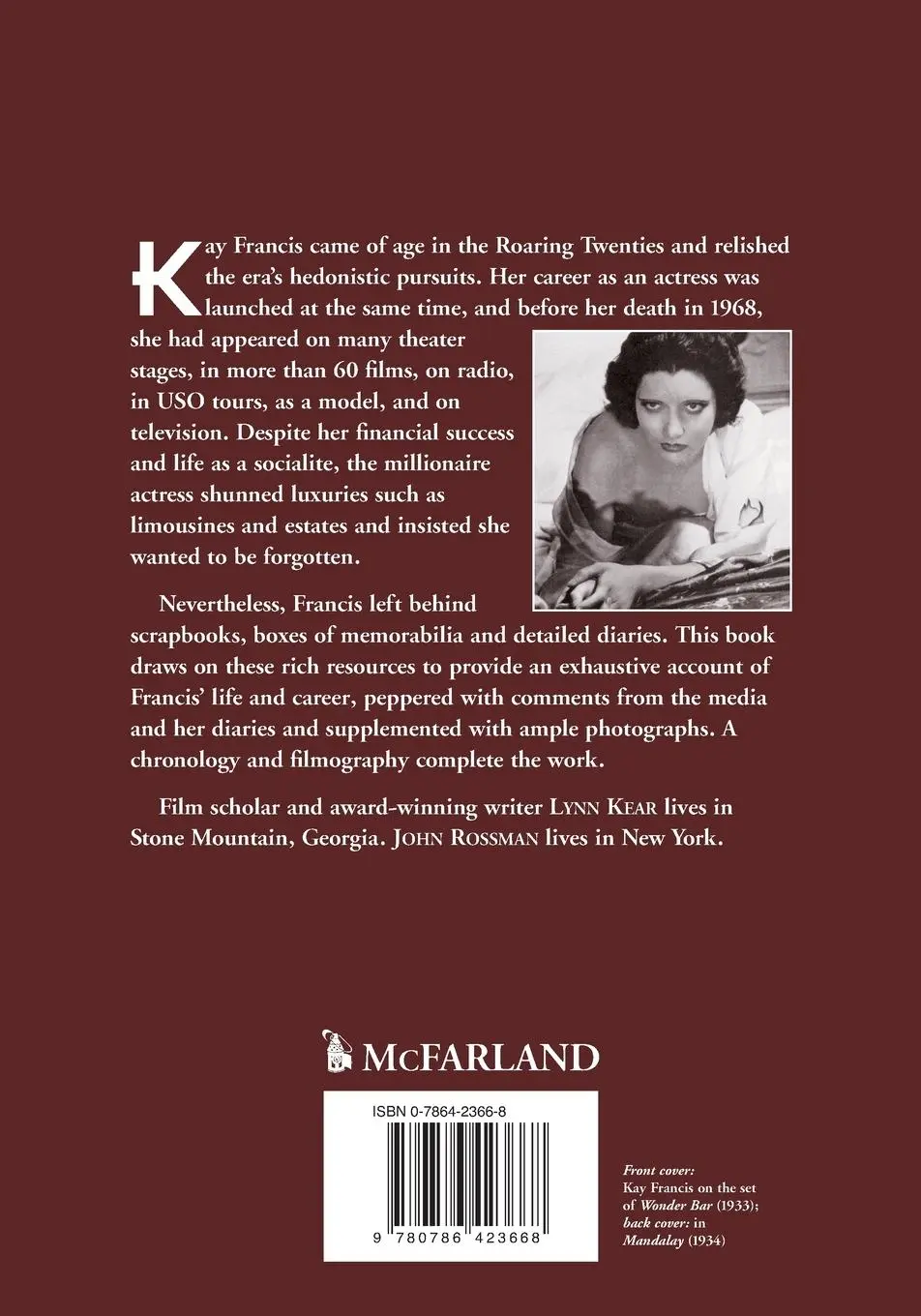 Rückseite: 9780786423668 | Kay Francis | A Passionate Life and Career | Lynn Kear (u. a.) | Buch