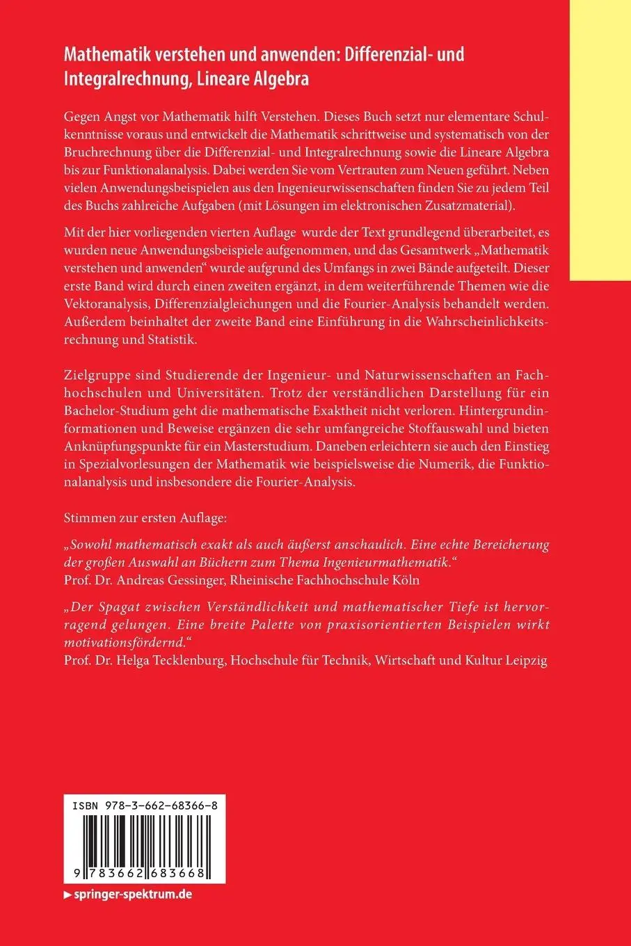 Rückseite: 9783662683668 | Mathematik verstehen und anwenden: Differenzial- und...