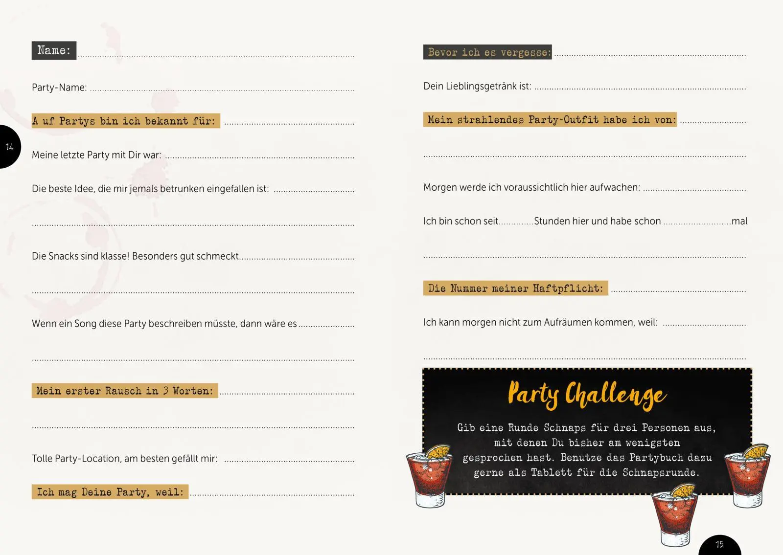 Bild: 9783830363668 | Sweet Memories: Party! Ausfüllbuch für Partygäste | Jana Legal | Buch