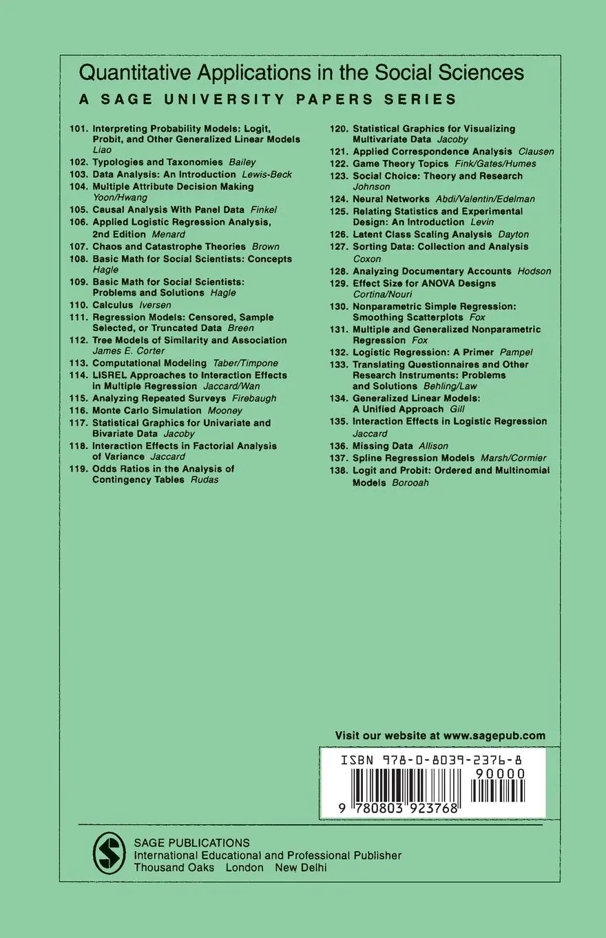 Rückseite: 9780803923768 | Cluster Analysis | Mark S. Aldenderfer (u. a.) | Taschenbuch | 1984