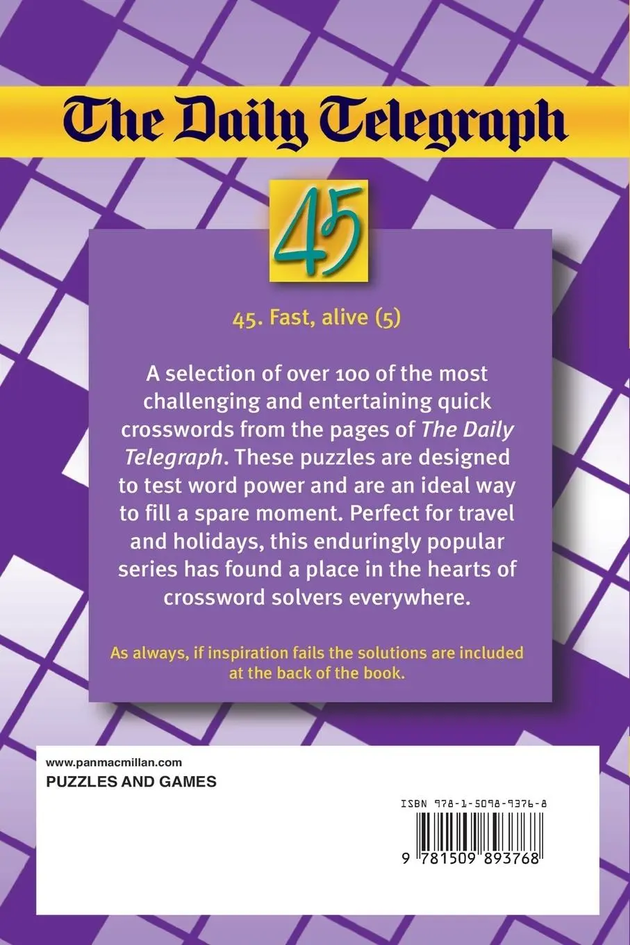 Rückseite: 9781509893768 | The Daily Telegraph Quick Crossword Book 45 | Telegraph Group Limited