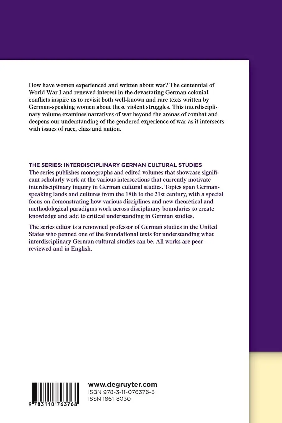 Rückseite: 9783110763768 | Women Writing War | From German Colonialism through World War I | Buch