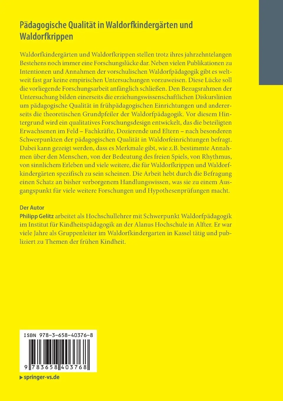 Rückseite: 9783658403768 | Pädagogische Qualität in Waldorfkindergärten und Waldorfkrippen | Buch