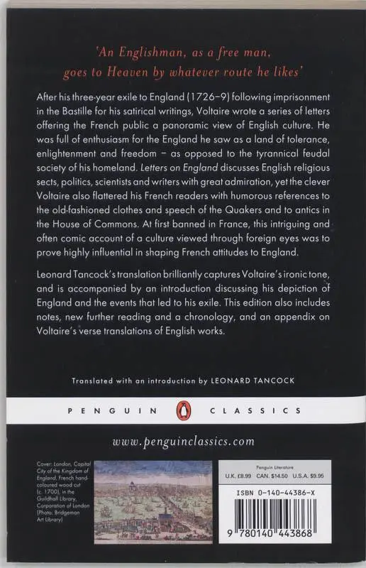 Rückseite: 9780140443868 | Letters on England | Francois Voltaire | Taschenbuch | Englisch | 2005