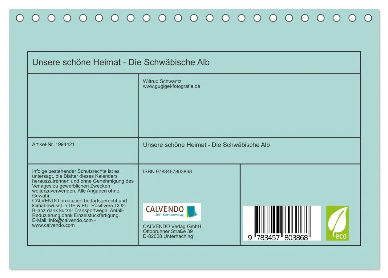 Bild: 9783457803868 | Unsere schöne Heimat - Die Schwäbische Alb (Tischkalender 2026 DIN...