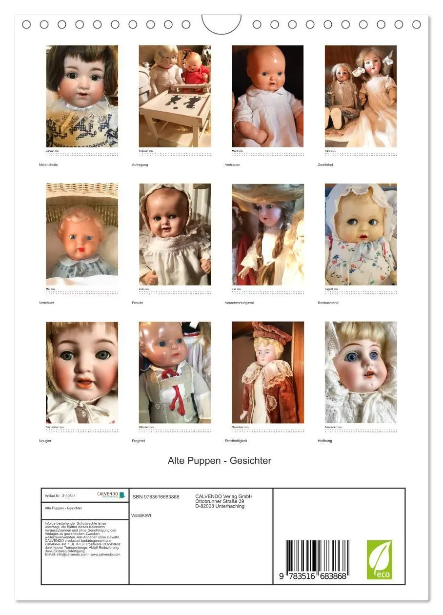 Bild: 9783516683868 | Alte Puppen - Gesichter (Wandkalender 2026 DIN A4 hoch), CALVENDO...