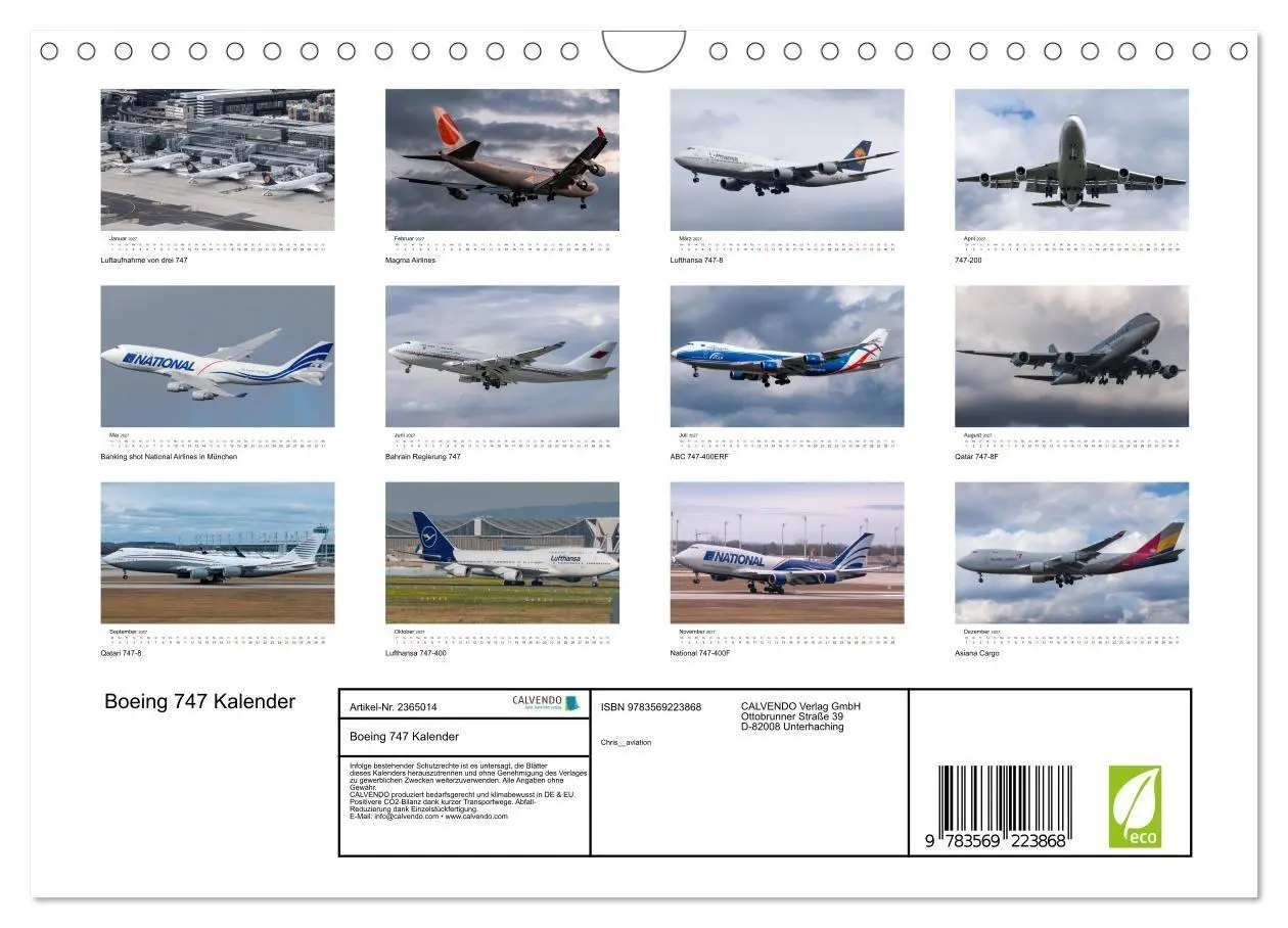 Bild: 9783569223868 | Boeing 747 Kalender (Wandkalender 2027 DIN A4 quer), CALVENDO...