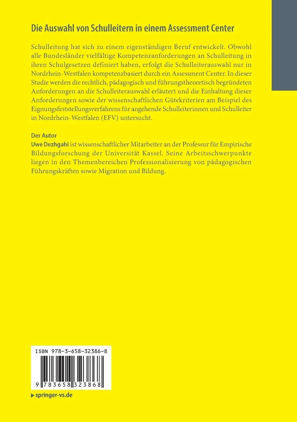 Rückseite: 9783658323868 | Die Auswahl von Schulleitern in einem Assessment Center | Uwe Dezhgahi