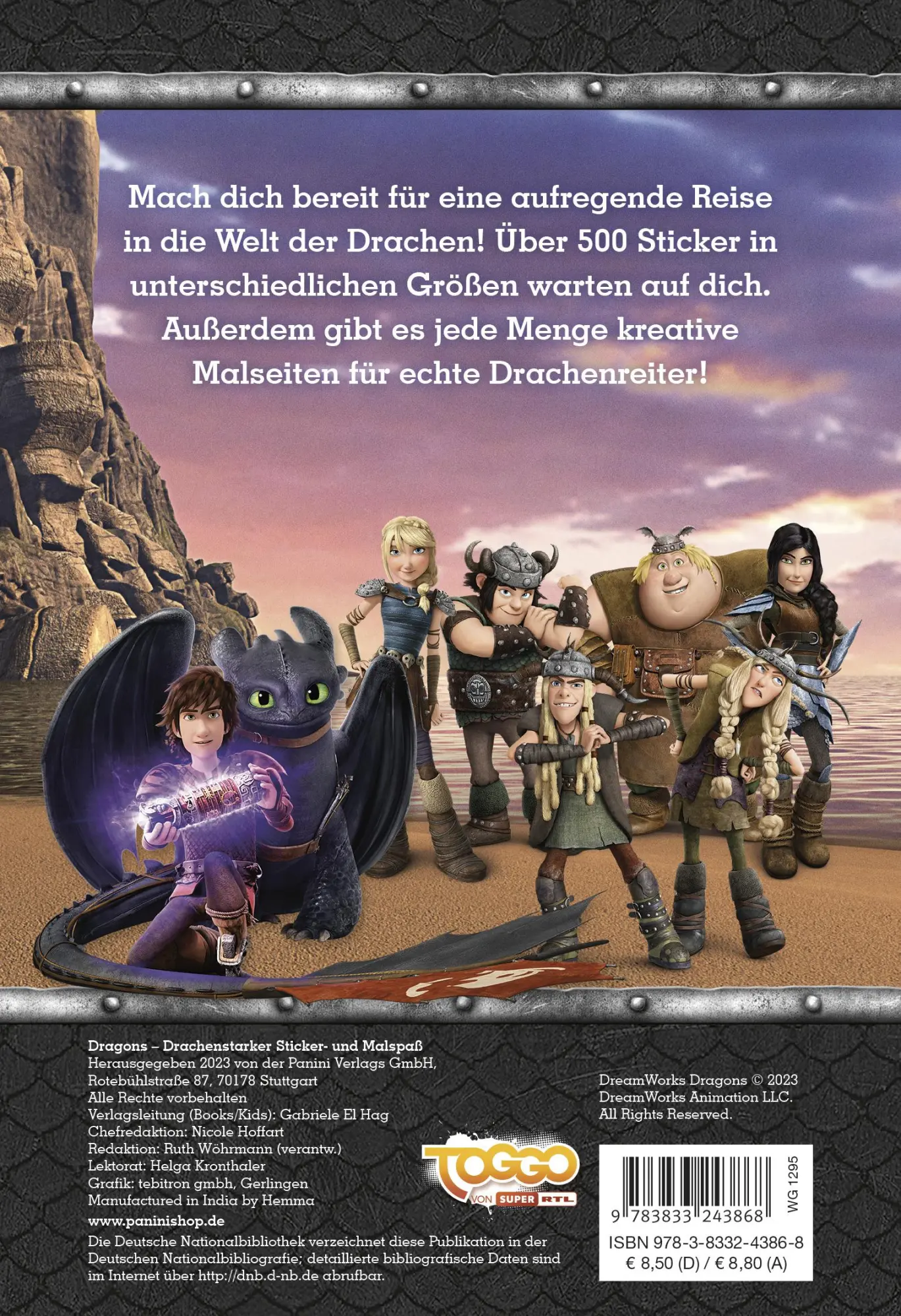 Rückseite: 9783833243868 | Dragons: Drachenstarker Sticker- und Malspaß | Sticker- und Malblock