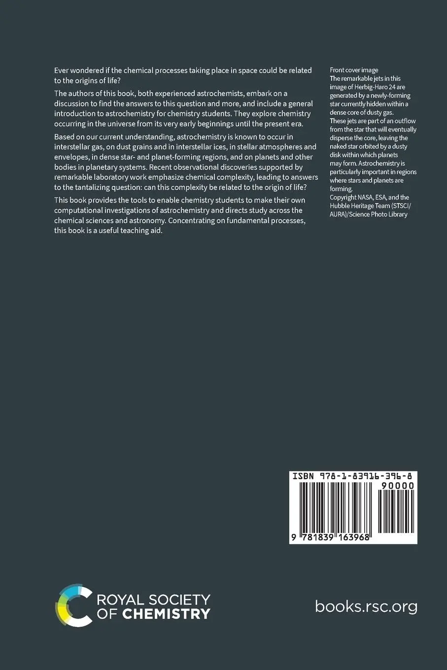 Rückseite: 9781839163968 | Astrochemistry | Chemistry in Interstellar and Circumstellar Space