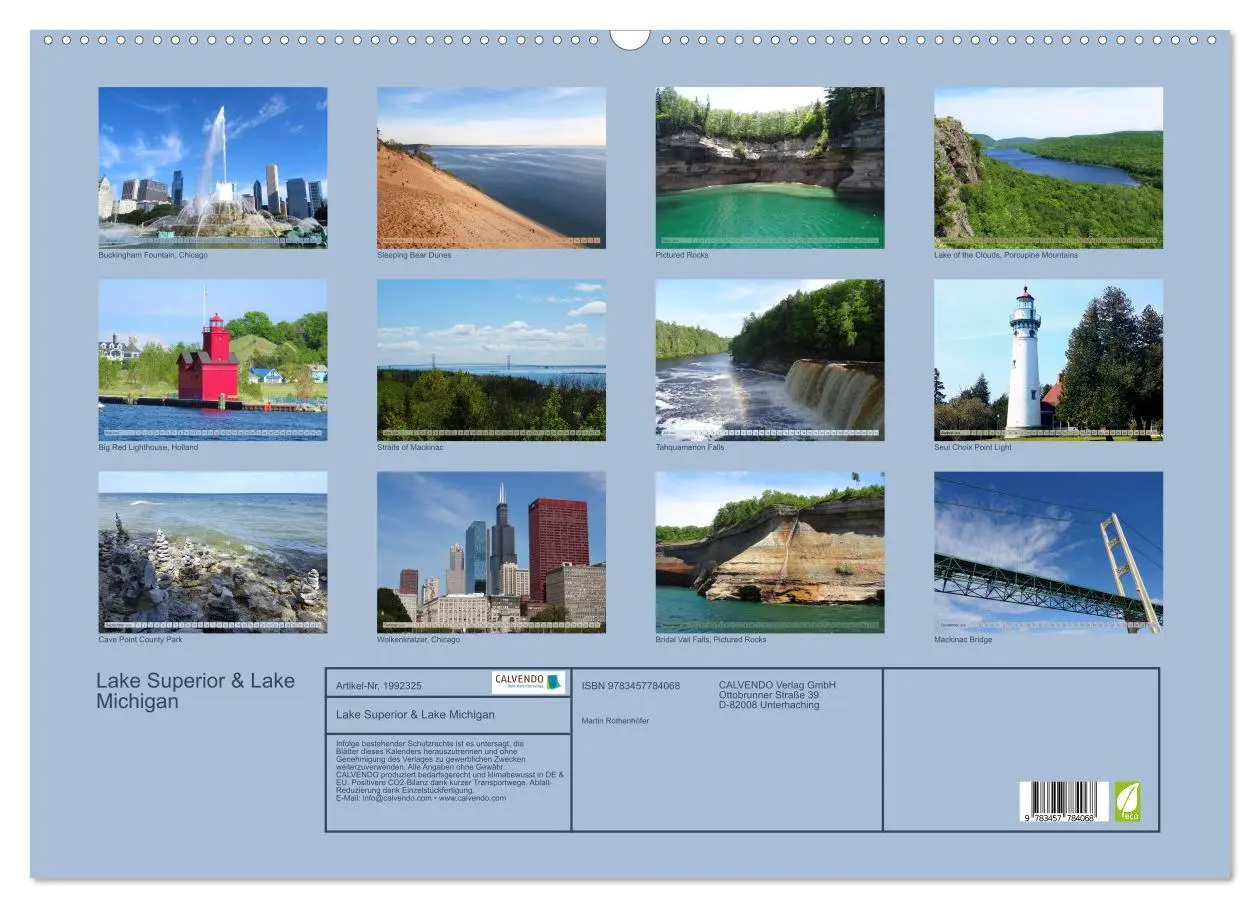 Bild: 9783457784068 | Lake Superior &amp; Lake Michigan (Wandkalender 2026 DIN A2 quer),...