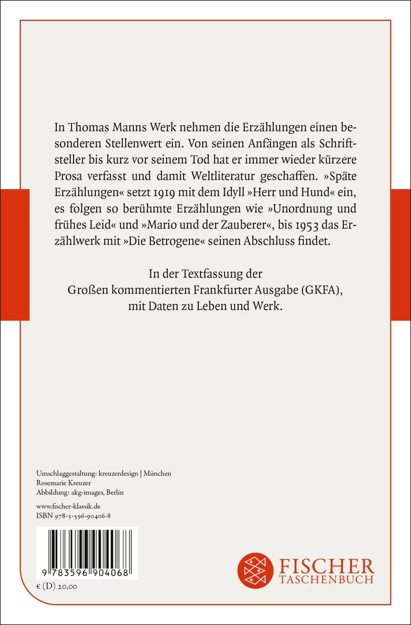 Rückseite: 9783596904068 | Späte Erzählungen 1919-1953 | Thomas Mann | Taschenbuch | 544 S.