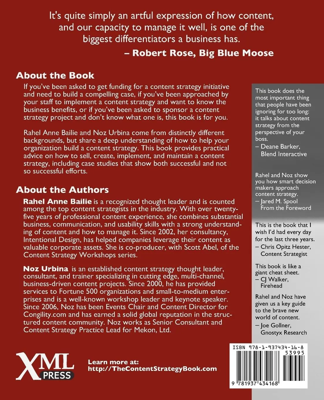 Rückseite: 9781937434168 | Content Strategy | Rahel Anne Bailie (u. a.) | Taschenbuch | Englisch